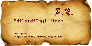 Pöstényi Miron névjegykártya